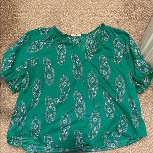 Knox Rose Teal Paisley Blouse